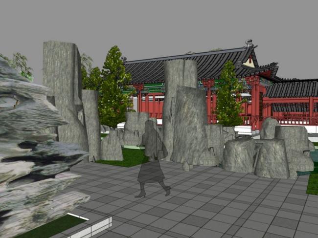 Sketchup景观模型|庭院景观,中式风格 Sketchup景观模型|庭院景观,中式风格