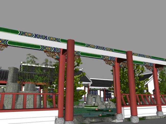 Sketchup景观模型|庭院景观,中式风格 Sketchup景观模型|庭院景观,中式风格