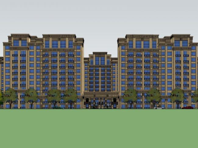 Sketchup住宅模型|高层住宅小区,古典风格 Sketchup住宅模型|高层住宅小区,古典风格