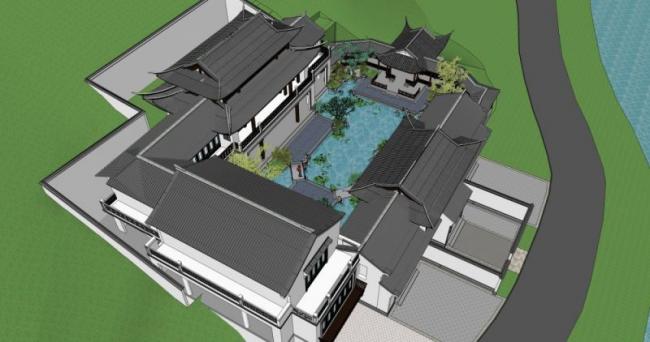 Sketchup商业模型|多层会所,中式风格 Sketchup商业模型|多层会所,中式风格