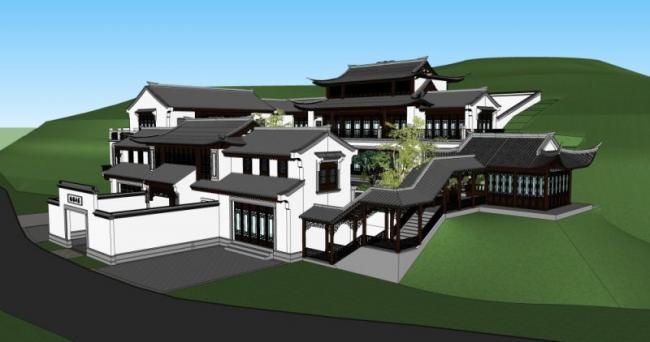 Sketchup商业模型|多层会所,中式风格 Sketchup商业模型|多层会所,中式风格