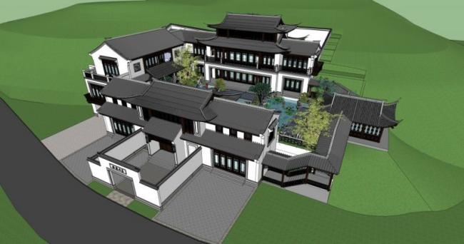 Sketchup商业模型|多层会所,中式风格 Sketchup商业模型|多层会所,中式风格