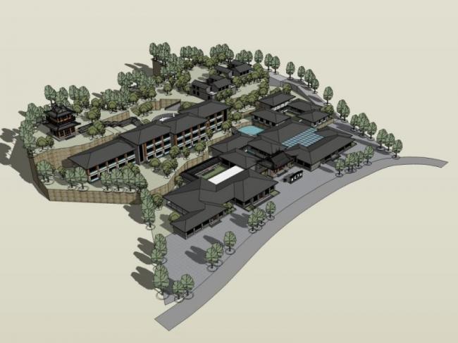 Sketchup酒店模型|多层酒店,中式风格 Sketchup酒店模型|多层酒店,中式风格