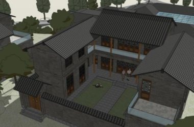 Sketchup酒店模型|多层酒店,中式风格-BIM建筑网