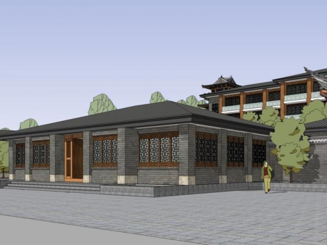 Sketchup酒店模型|多层酒店,中式风格 Sketchup酒店模型|多层酒店,中式风格