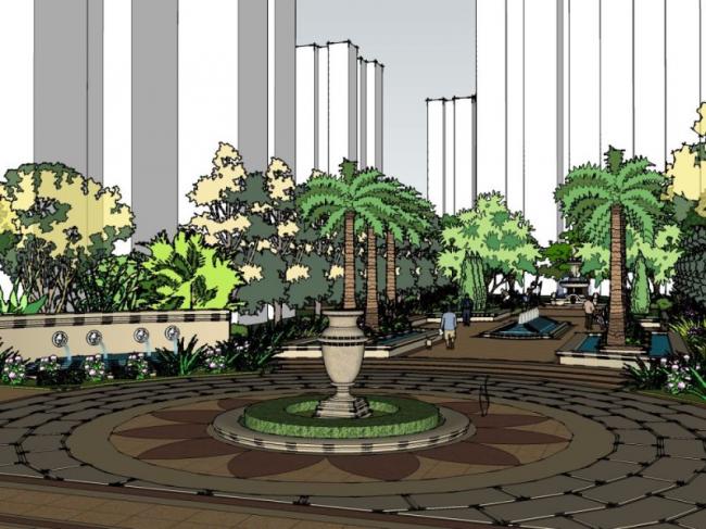Sketchup景观模型|滨水景观,古典风格 Sketchup景观模型|滨水景观,古典风格