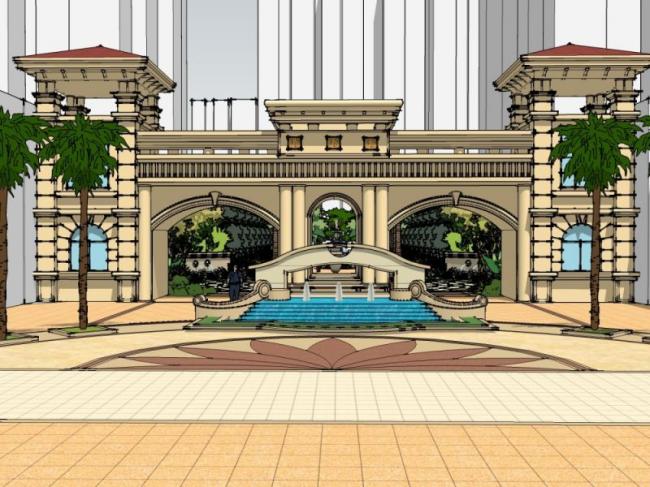 Sketchup景观模型|滨水景观,古典风格 Sketchup景观模型|滨水景观,古典风格