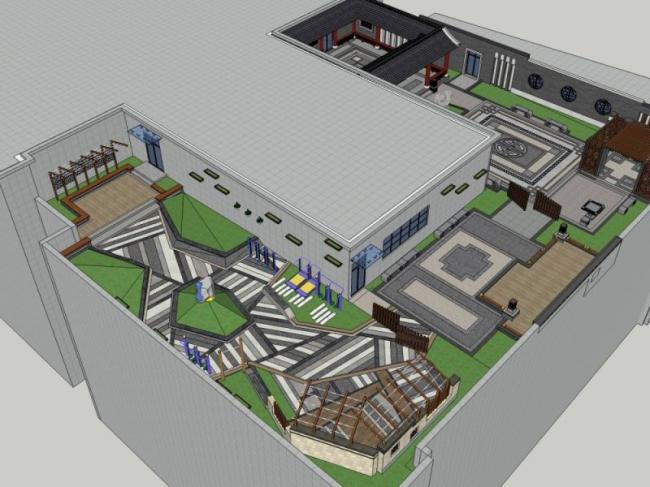 Sketchup景观模型|屋顶花园,现代中式风格 Sketchup景观模型|屋顶花园,现代中式风格