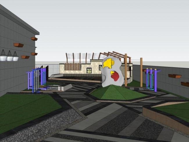 Sketchup景观模型|屋顶花园,现代中式风格 Sketchup景观模型|屋顶花园,现代中式风格