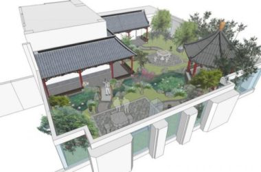 Sketchup景观模型|屋顶花园,中式风格-BIM建筑网