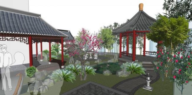 Sketchup景观模型|屋顶花园,中式风格 Sketchup景观模型|屋顶花园,中式风格