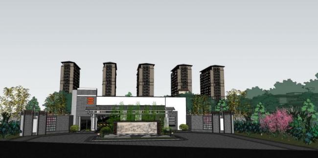 Sketchup住宅模型|高层住宅,现代中式风格 Sketchup住宅模型|高层住宅,现代中式风格