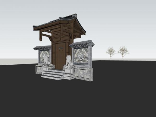 Sketchup小品模型|垂花门,中式风格,小品 Sketchup小品模型|垂花门,中式风格,小品