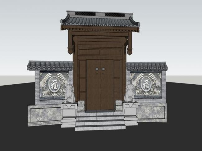 Sketchup小品模型|垂花门,中式风格,小品 Sketchup小品模型|垂花门,中式风格,小品