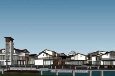 Sketchup综合体模型|多层综合体，商业，住宅，酒店，中式风格-BIM建筑网