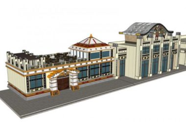 Sketchup商业模型|低层餐厅建筑,古典风格-BIM建筑网