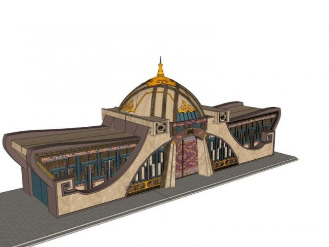 Sketchup商业模型|低层餐厅建筑,古典风格 Sketchup商业模型|低层餐厅建筑,古典风格