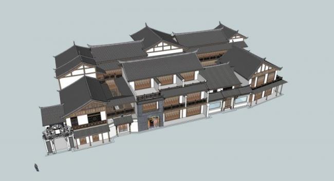 Sketchup商业模型|多层商业建筑,中式风格 Sketchup商业模型|多层商业建筑,中式风格