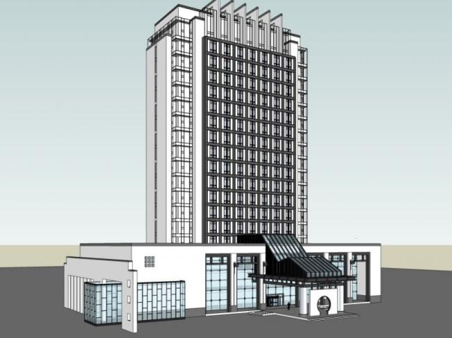 Sketchup酒店模型|高层酒店,现代中式风格 Sketchup酒店模型|高层酒店,现代中式风格