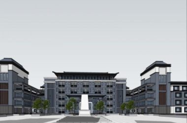 Sketchup学校模型|多层学校,校园教育建筑,中式风格-BIM建筑网
