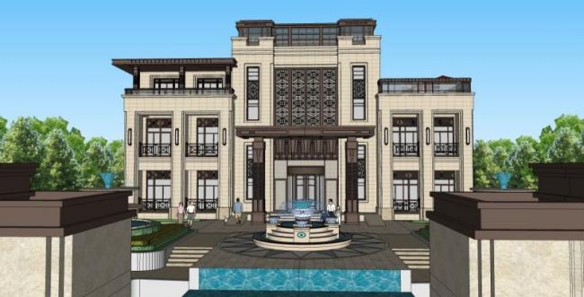 Sketchup商业模型|多层会所,古典风格 Sketchup商业模型|多层会所,古典风格
