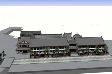 Sketchup商业模型|低层商业街,中式风格-BIM建筑网