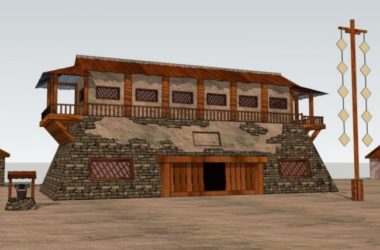 Sketchup古建筑模型|多层驿站,中式风格,古建-BIM建筑网
