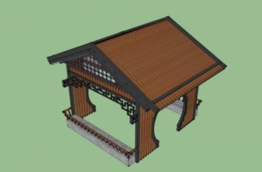 Sketchup小品模型|木亭,中式风格,小品-BIM建筑网