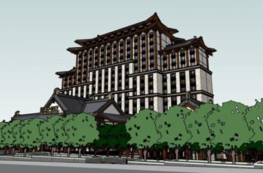 Sketchup酒店模型|高层酒店,中式风格,南湖德胜和酒店投标方案-BIM建筑网