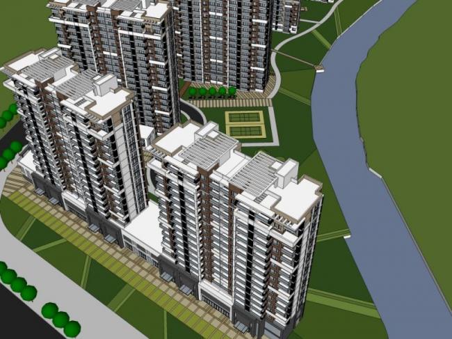 Sketchup住宅模型|高层住宅小区,现代风格 Sketchup住宅模型|高层住宅小区,现代风格