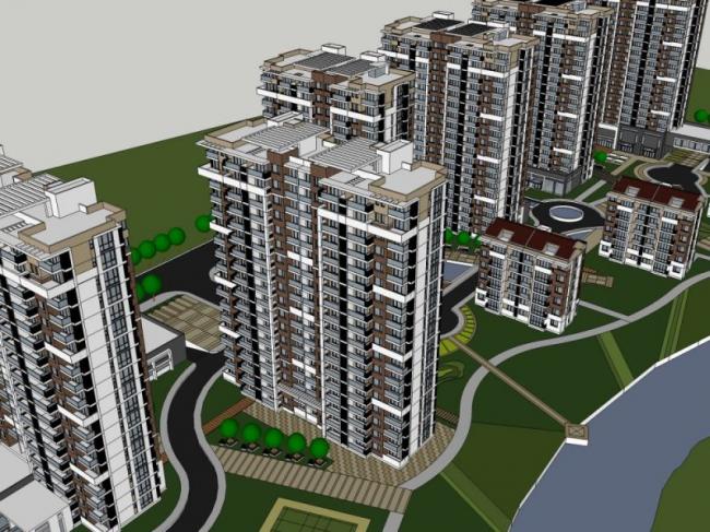 Sketchup住宅模型|高层住宅小区,现代风格 Sketchup住宅模型|高层住宅小区,现代风格
