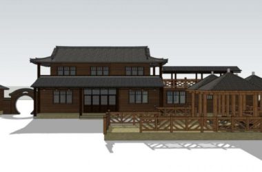 Sketchup酒店模型|多层酒店,中式风格-BIM建筑网