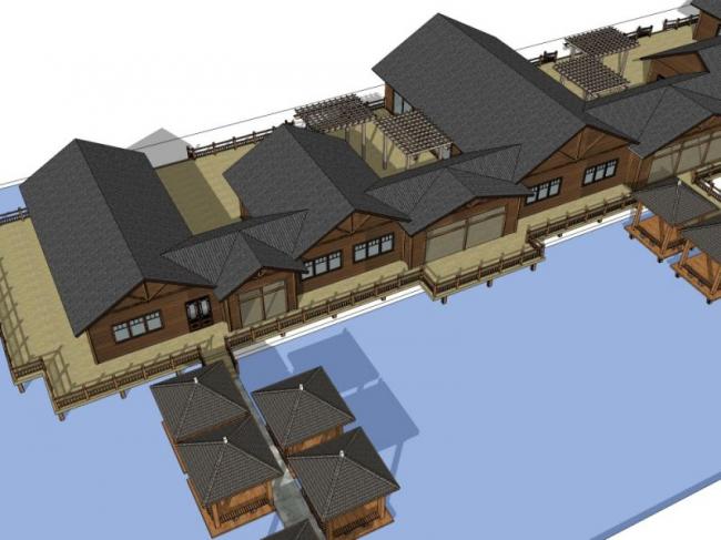 Sketchup酒店模型|多层度酒店,中式风格 Sketchup酒店模型|多层度酒店,中式风格