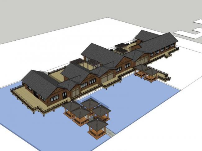 Sketchup酒店模型|多层度酒店,中式风格 Sketchup酒店模型|多层度酒店,中式风格