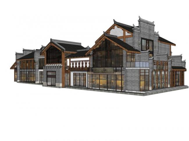 Sketchup商业模型|多层商业街,中式风格 Sketchup商业模型|多层商业街,中式风格