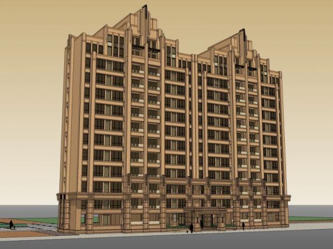 Sketchup住宅模型|高层住宅楼,古典风格 Sketchup住宅模型|高层住宅楼,古典风格