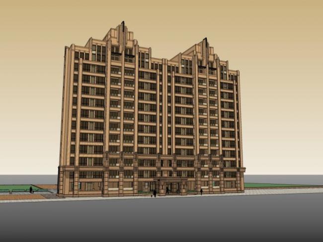 Sketchup住宅模型|高层住宅楼,古典风格 Sketchup住宅模型|高层住宅楼,古典风格