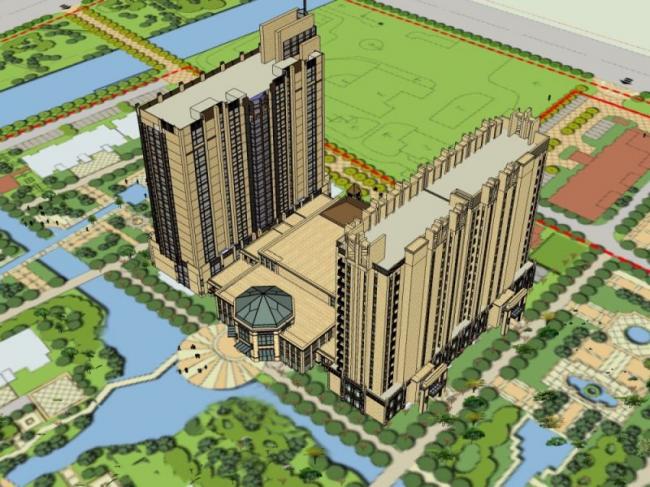 Sketchup住宅模型|高层住宅区,古典风格 Sketchup住宅模型|高层住宅区,古典风格