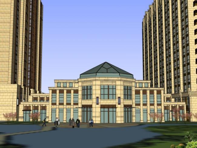 Sketchup住宅模型|高层住宅区,古典风格 Sketchup住宅模型|高层住宅区,古典风格