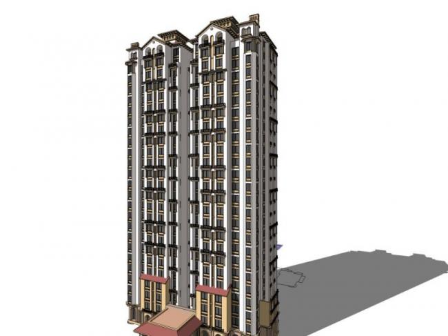 Sketchup住宅模型|高层住宅楼,古典风格 Sketchup住宅模型|高层住宅楼,古典风格