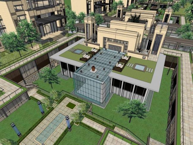 Sketchup住宅模型|高层住宅小区,古典风格 Sketchup住宅模型|高层住宅小区,古典风格