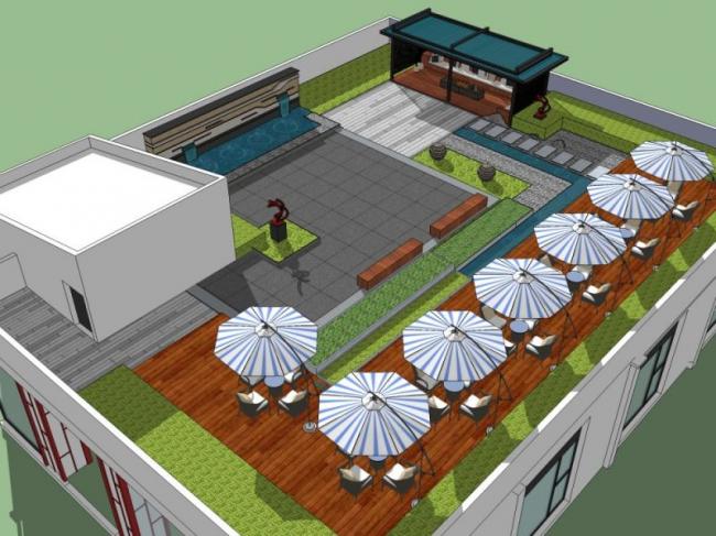 Sketchup景观模型|屋顶花园,现代风格 Sketchup景观模型|屋顶花园,现代风格
