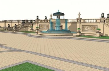 Sketchup景观模型|广场景观,古典风格,欧式风格-BIM建筑网