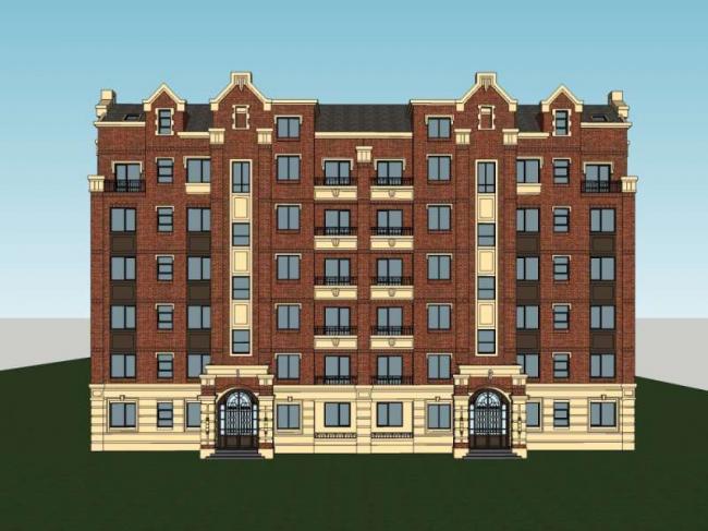 Sketchup住宅模型|多层住宅,英式古典风格 Sketchup住宅模型|多层住宅,英式古典风格