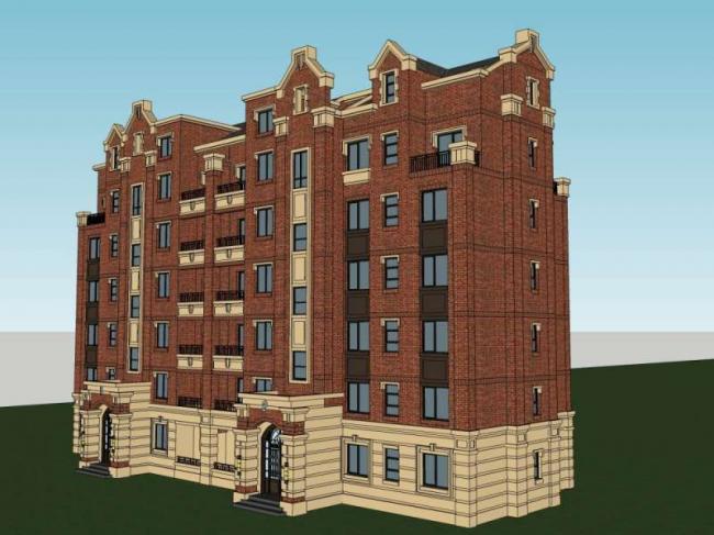 Sketchup住宅模型|多层住宅,英式古典风格 Sketchup住宅模型|多层住宅,英式古典风格
