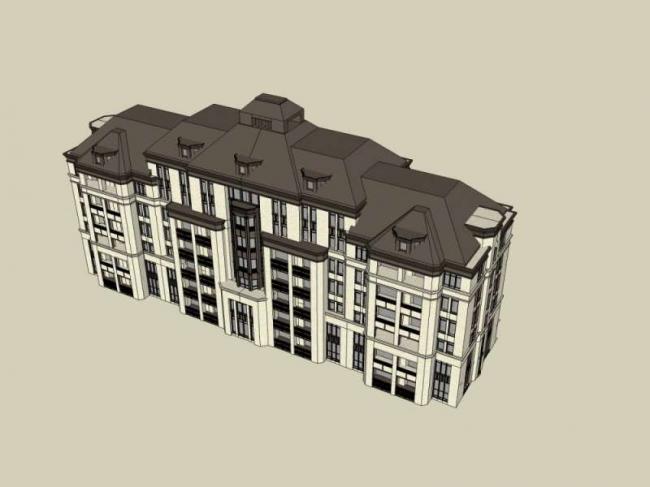 Sketchup住宅模型|多层住宅,古典风格 Sketchup住宅模型|多层住宅,古典风格