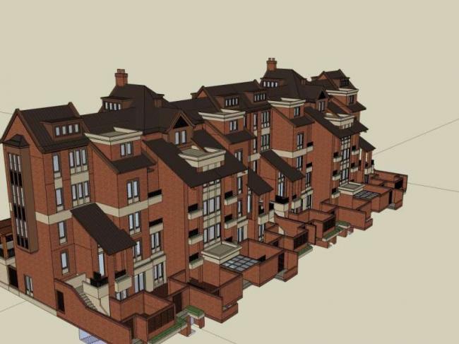 Sketchup住宅模型|多层住宅,古典风格 Sketchup住宅模型|多层住宅,古典风格