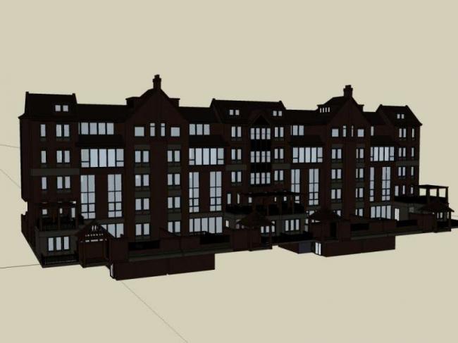 Sketchup住宅模型|多层住宅,古典风格 Sketchup住宅模型|多层住宅,古典风格