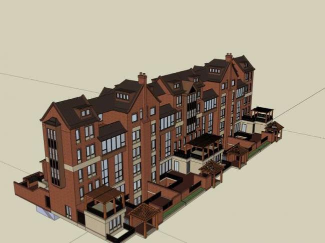 Sketchup住宅模型|多层住宅,古典风格 Sketchup住宅模型|多层住宅,古典风格