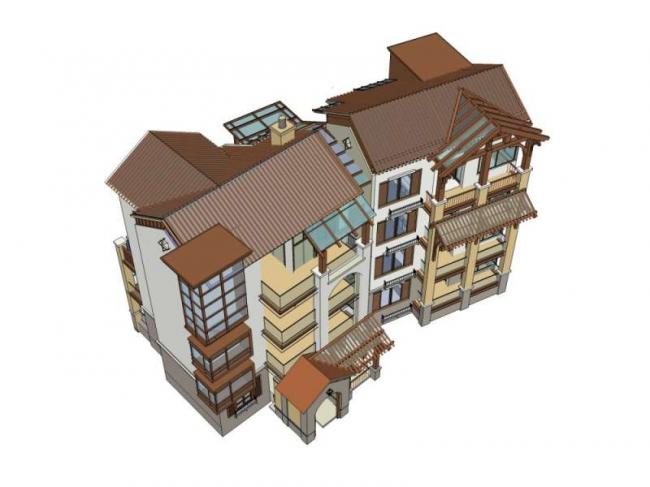 Sketchup住宅模型|多层住宅,欧式古典风格 Sketchup住宅模型|多层住宅,欧式古典风格